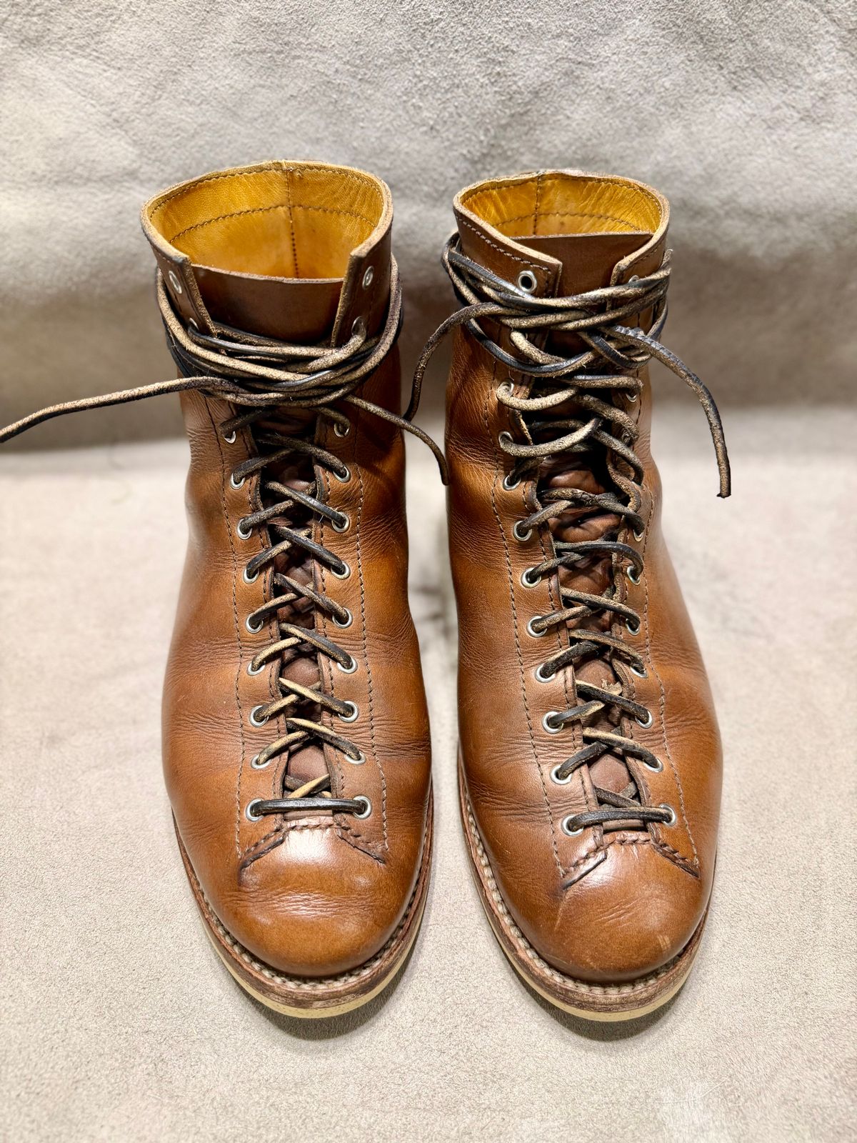 Photo by Bedrock on February 15, 2026 of the Oldspeed MFG Wholecut Monkey in Horween Natural Chromexcel.