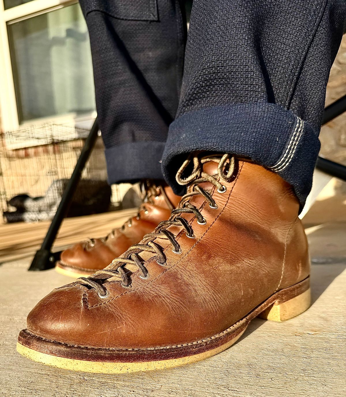 Photo by Bedrock on March 18, 2026 of the Oldspeed MFG Wholecut Monkey in Horween Natural Chromexcel.