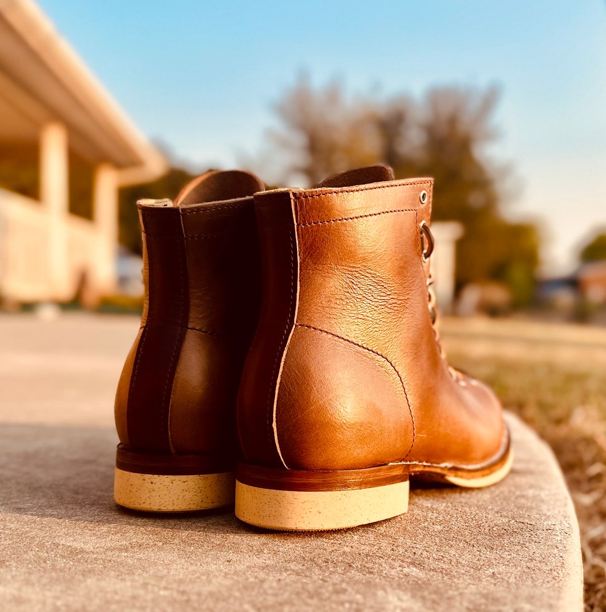 Photo by Bedrock on September 15, 2025 of the Oldspeed Wholecut Monkey in Horween Natural Chromexcel.