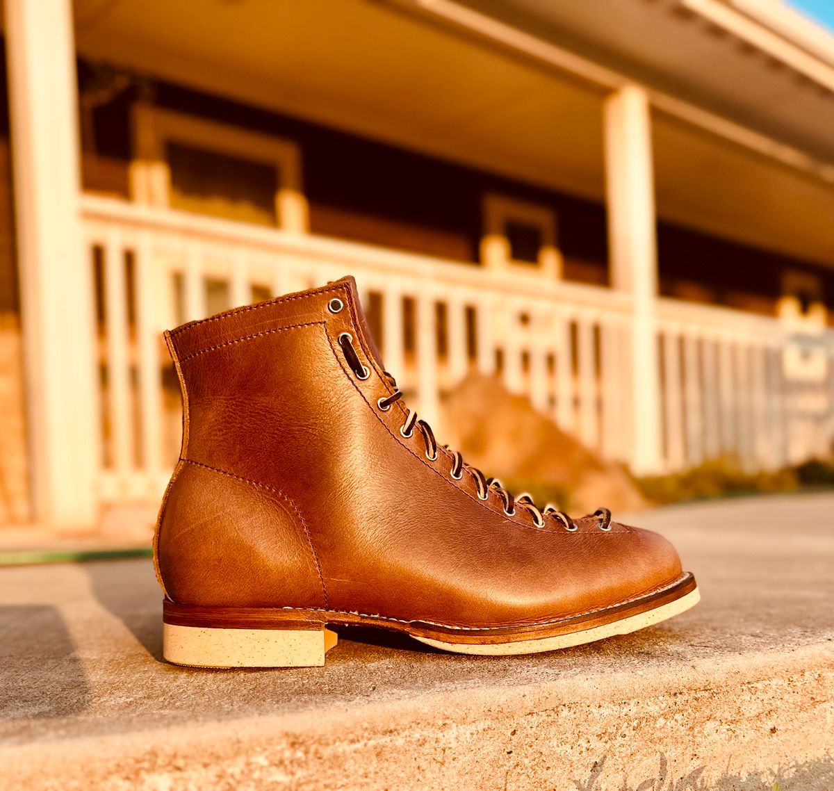 Photo by Bedrock on September 15, 2025 of the Oldspeed Wholecut Monkey in Horween Natural Chromexcel.