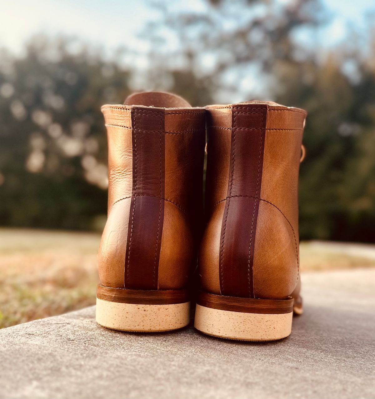 Photo by Bedrock on September 15, 2025 of the Oldspeed Wholecut Monkey in Horween Natural Chromexcel.