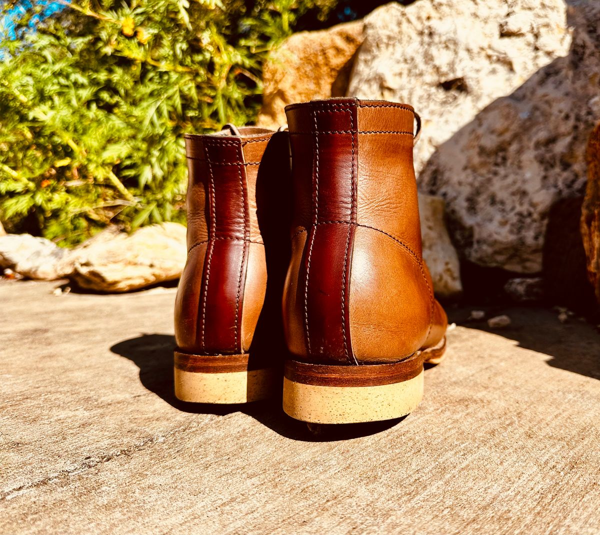 Photo by Bedrock on November 1, 2025 of the Oldspeed Wholecut Monkey in Horween Natural Chromexcel.