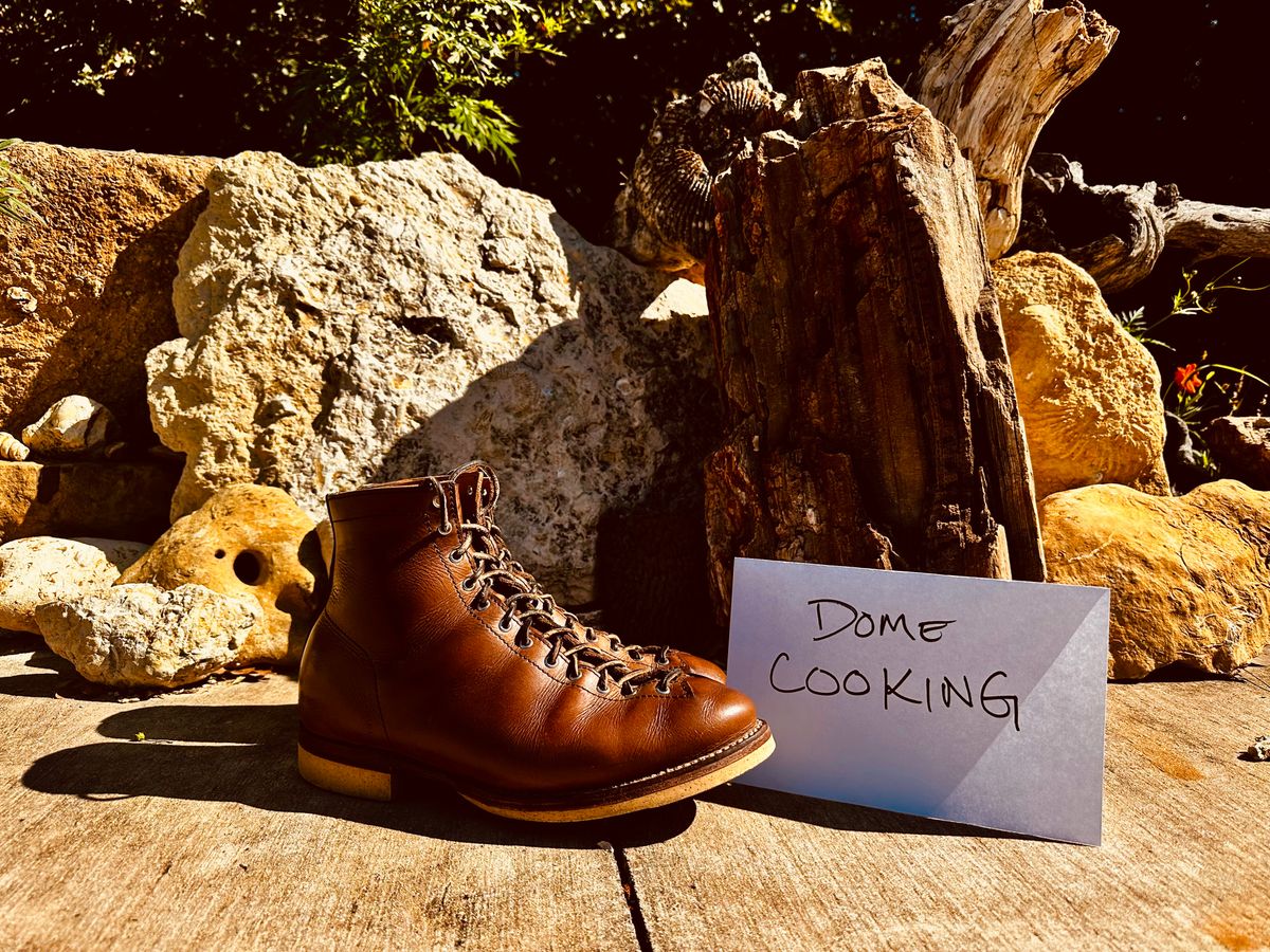 Photo by Bedrock on November 1, 2025 of the Oldspeed Wholecut Monkey in Horween Natural Chromexcel.