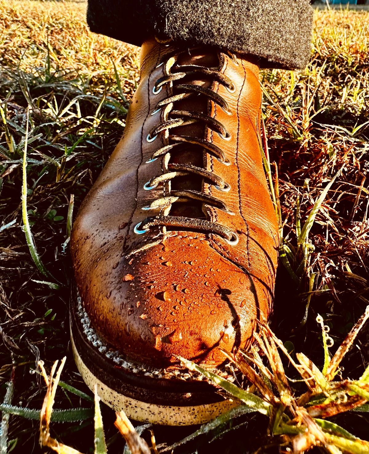 Photo by Bedrock on November 2, 2025 of the Oldspeed Wholecut Monkey in Horween Natural Chromexcel.