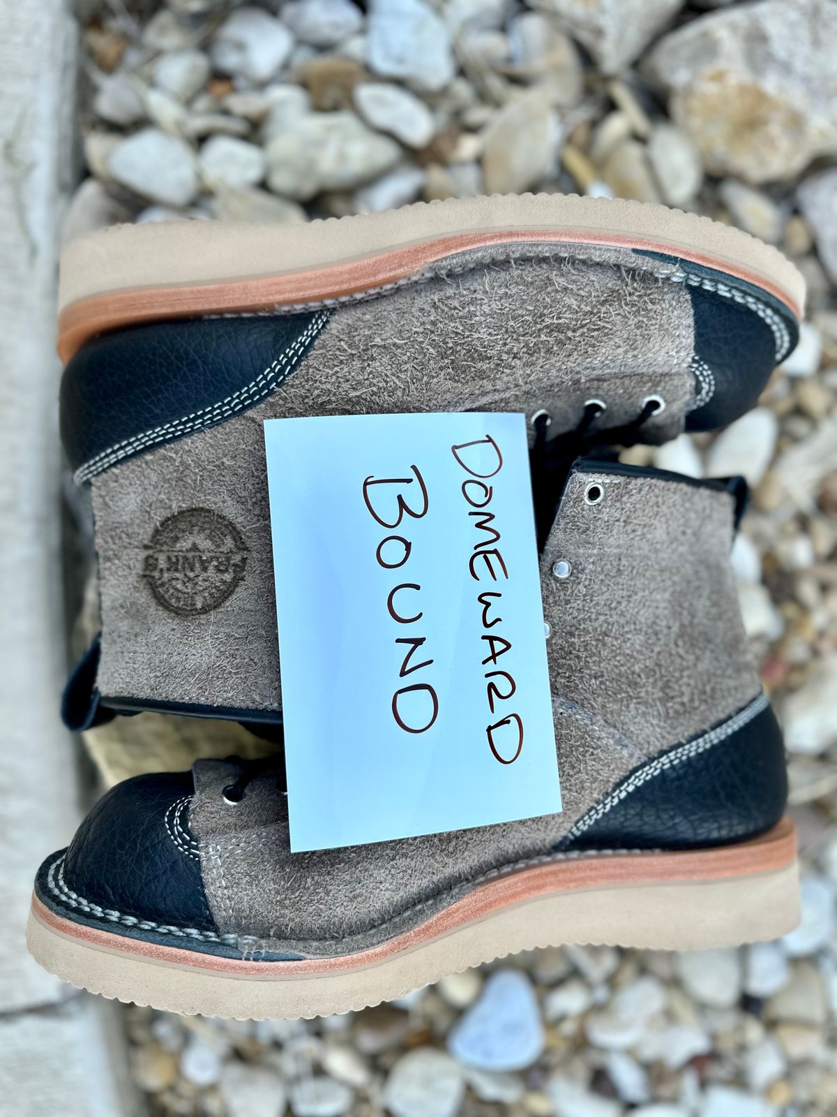 Photo by Bedrock on October 1, 2023 of the Frank's Boots Monkey Boot in Grey And Black Montana Bison.