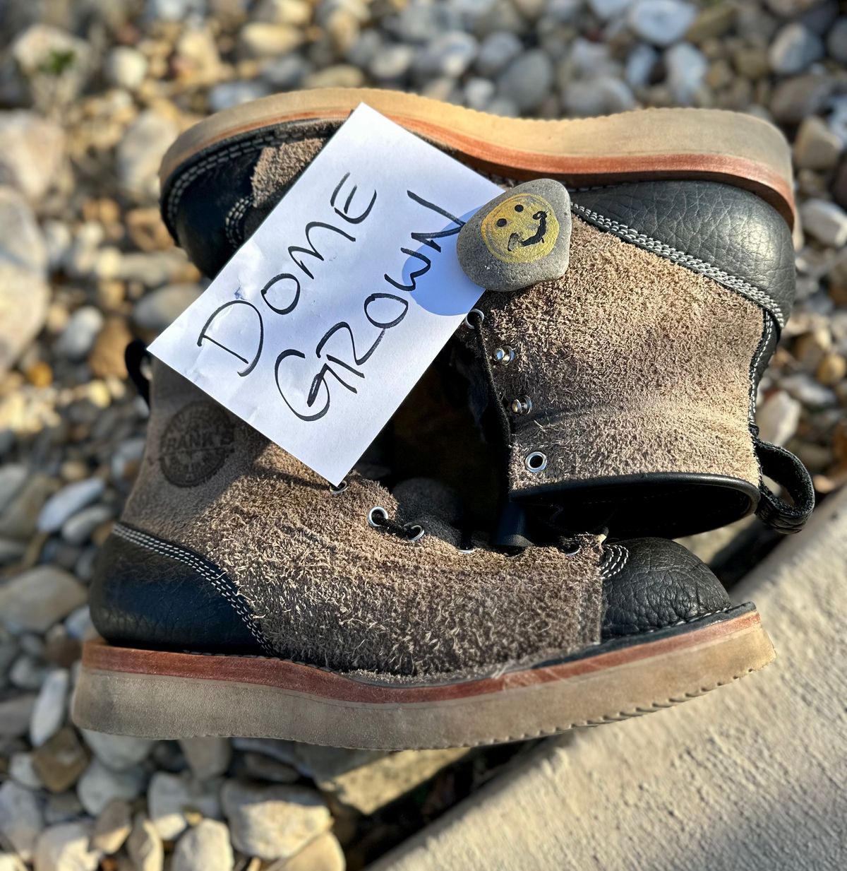 Photo by Bedrock on November 3, 2023 of the Frank's Boots Monkey Boot in Grey And Black Montana Bison.