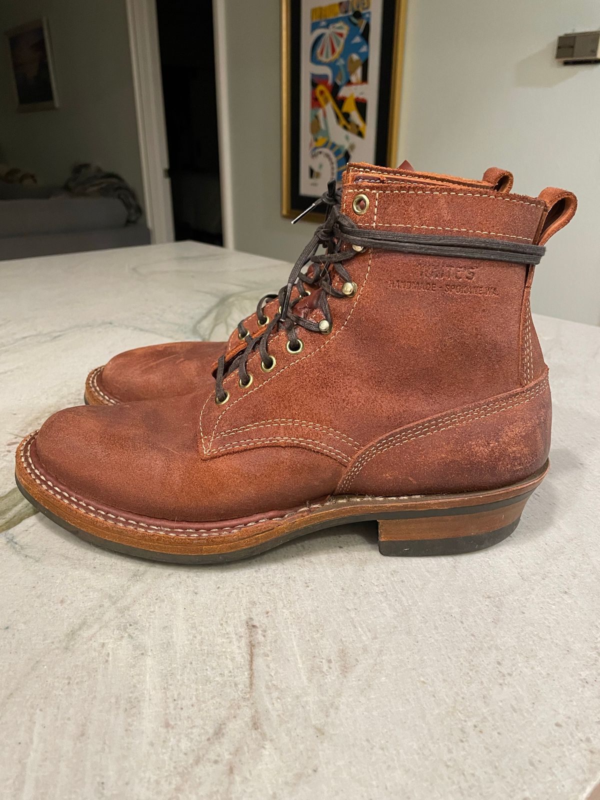 Photo by cstines83 on December 5, 2022 of the White's 350 Cruiser in Seidel Red Dog Oil Tan Roughout.