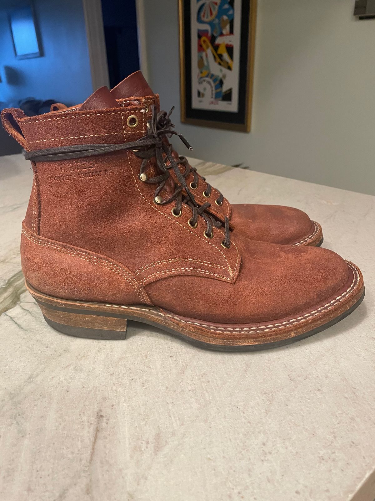 Photo by cstines83 on January 1, 2023 of the White's 350 Cruiser in Seidel Red Dog Oil Tan Roughout.