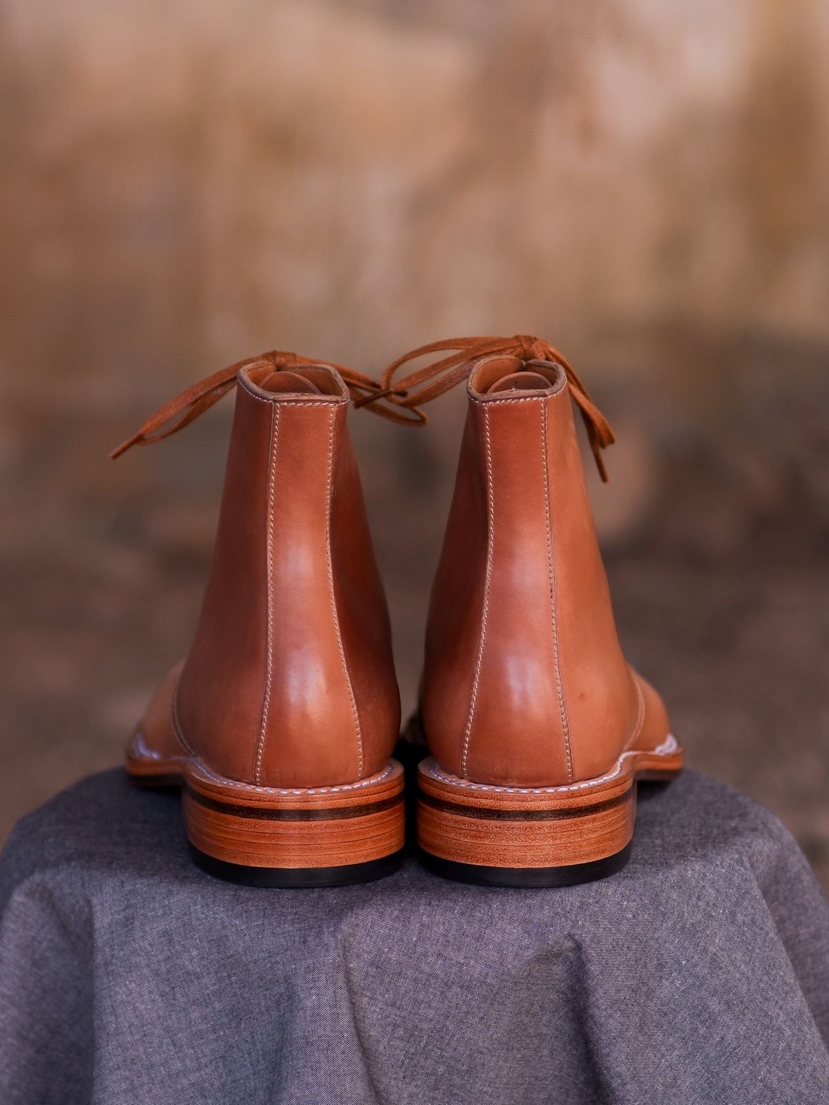Photo by redfishjoefish on October 7, 2023 of the Midas Journey Derby Boot in Horween Unglazed Natural Shell Cordovan.