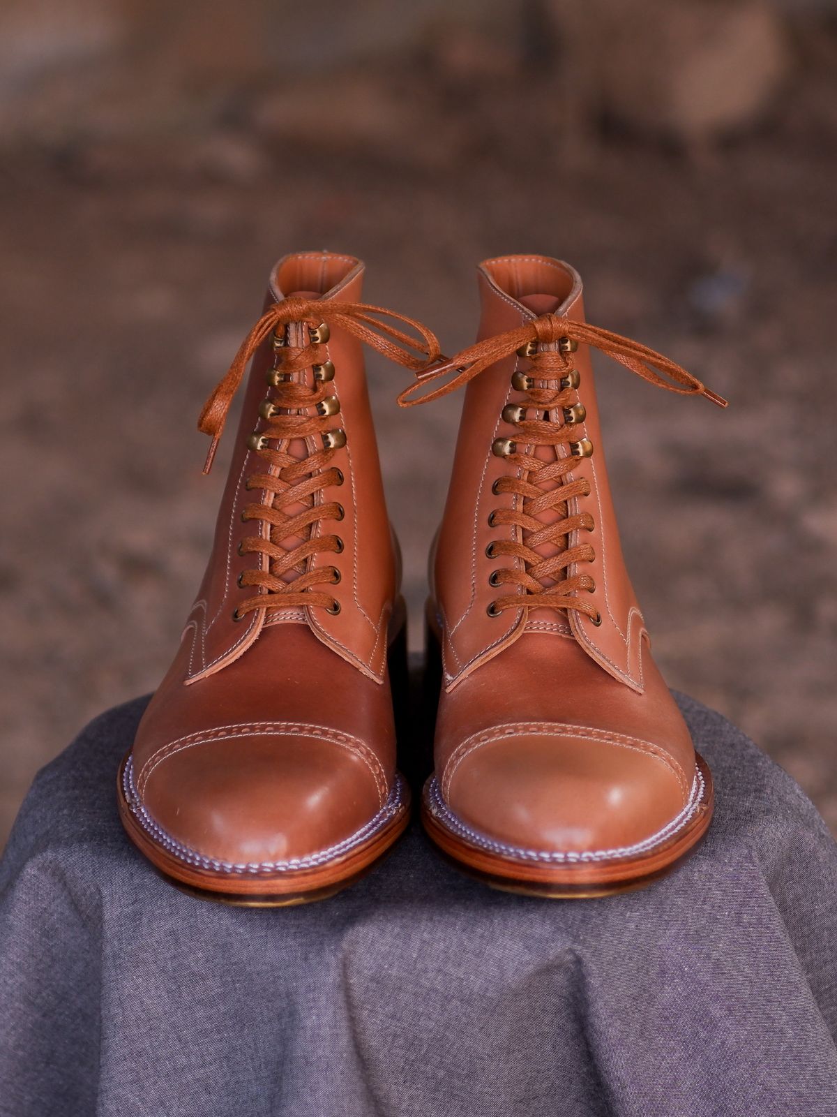 Photo by redfishjoefish on October 7, 2023 of the Midas Journey Derby Boot in Horween Unglazed Natural Shell Cordovan.