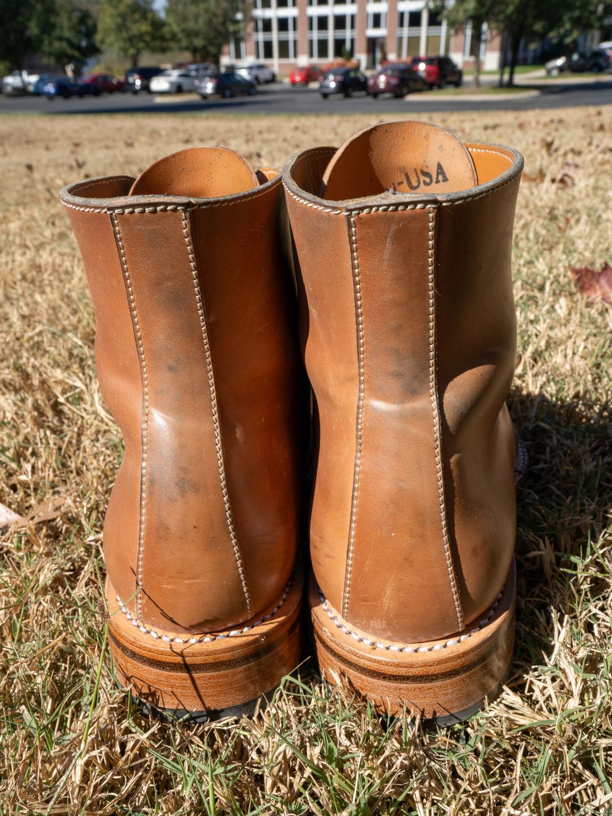 Photo by redfishjoefish on November 3, 2023 of the Midas Journey Derby Boot in Horween Unglazed Natural Shell Cordovan.