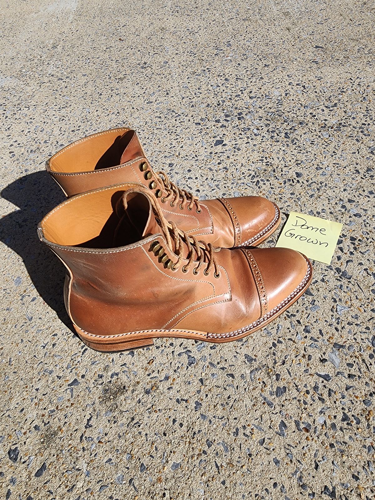 Photo by redfishjoefish on November 4, 2023 of the Midas Journey Derby Boot in Horween Unglazed Natural Shell Cordovan.