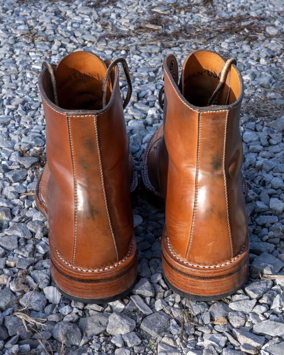 Photo by redfishjoefish on January 3, 2024 of the Midas Journey Derby Boot in Horween Unglazed Natural Shell Cordovan.