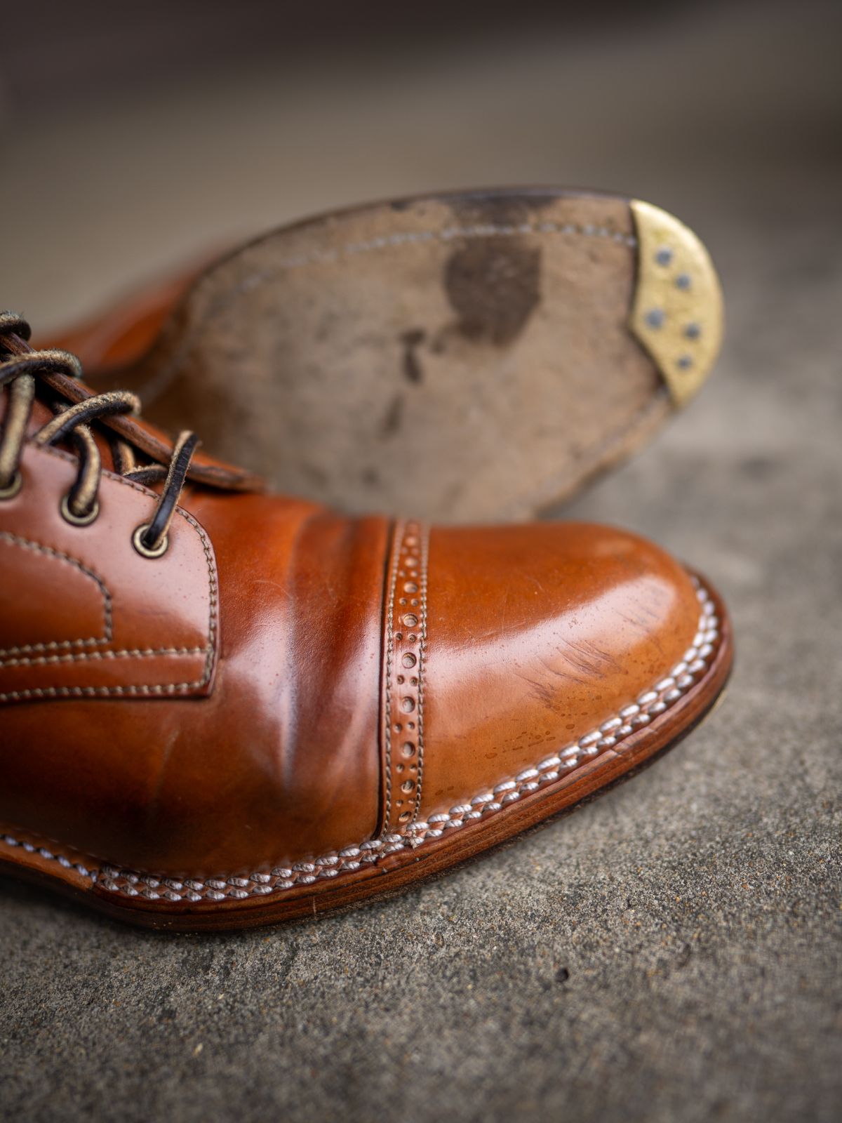 Photo by redfishjoefish on March 3, 2024 of the Midas Journey Derby Boot in Horween Unglazed Natural Shell Cordovan.