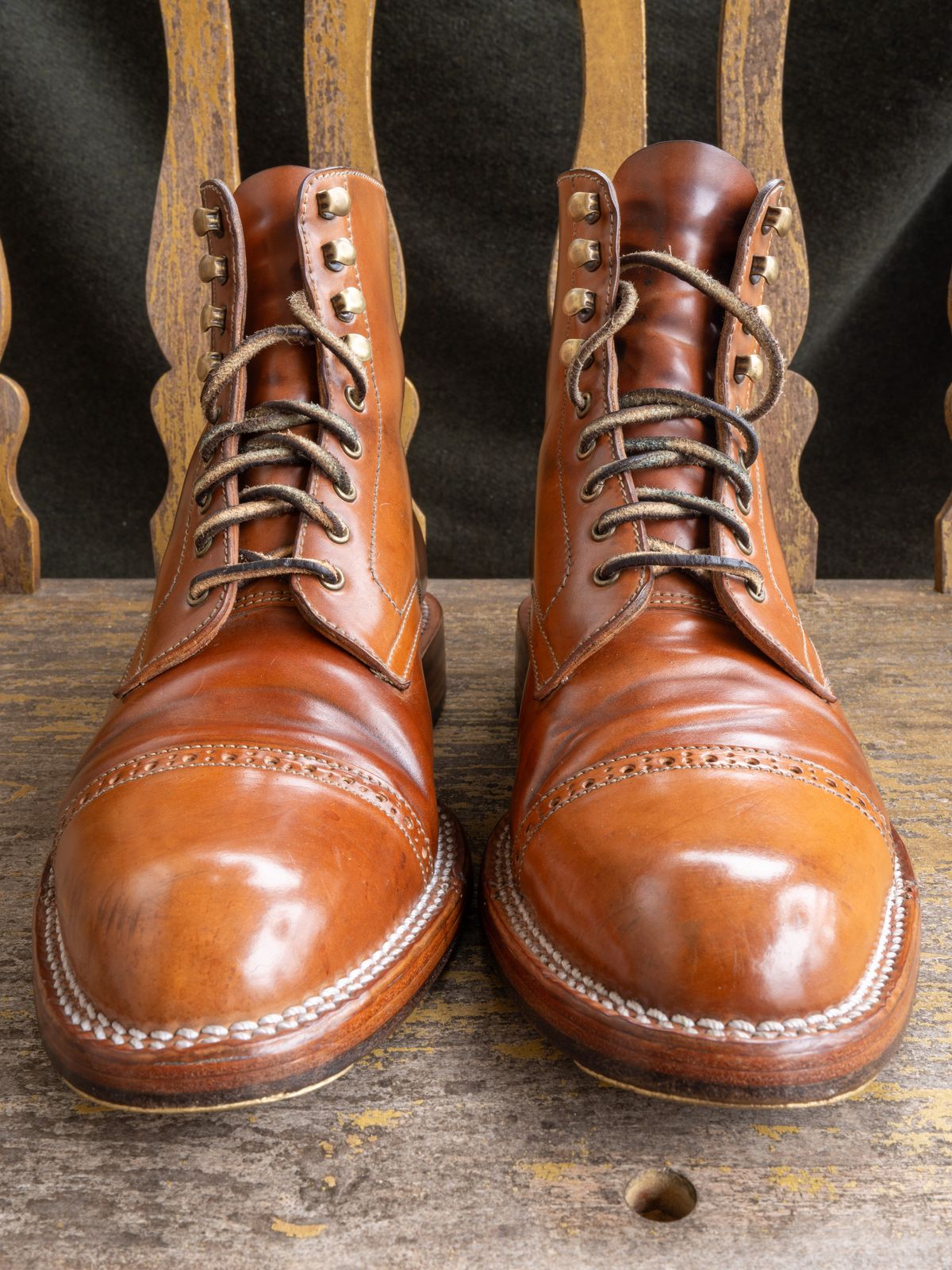 Photo by redfishjoefish on March 3, 2024 of the Midas Journey Derby Boot in Horween Unglazed Natural Shell Cordovan.