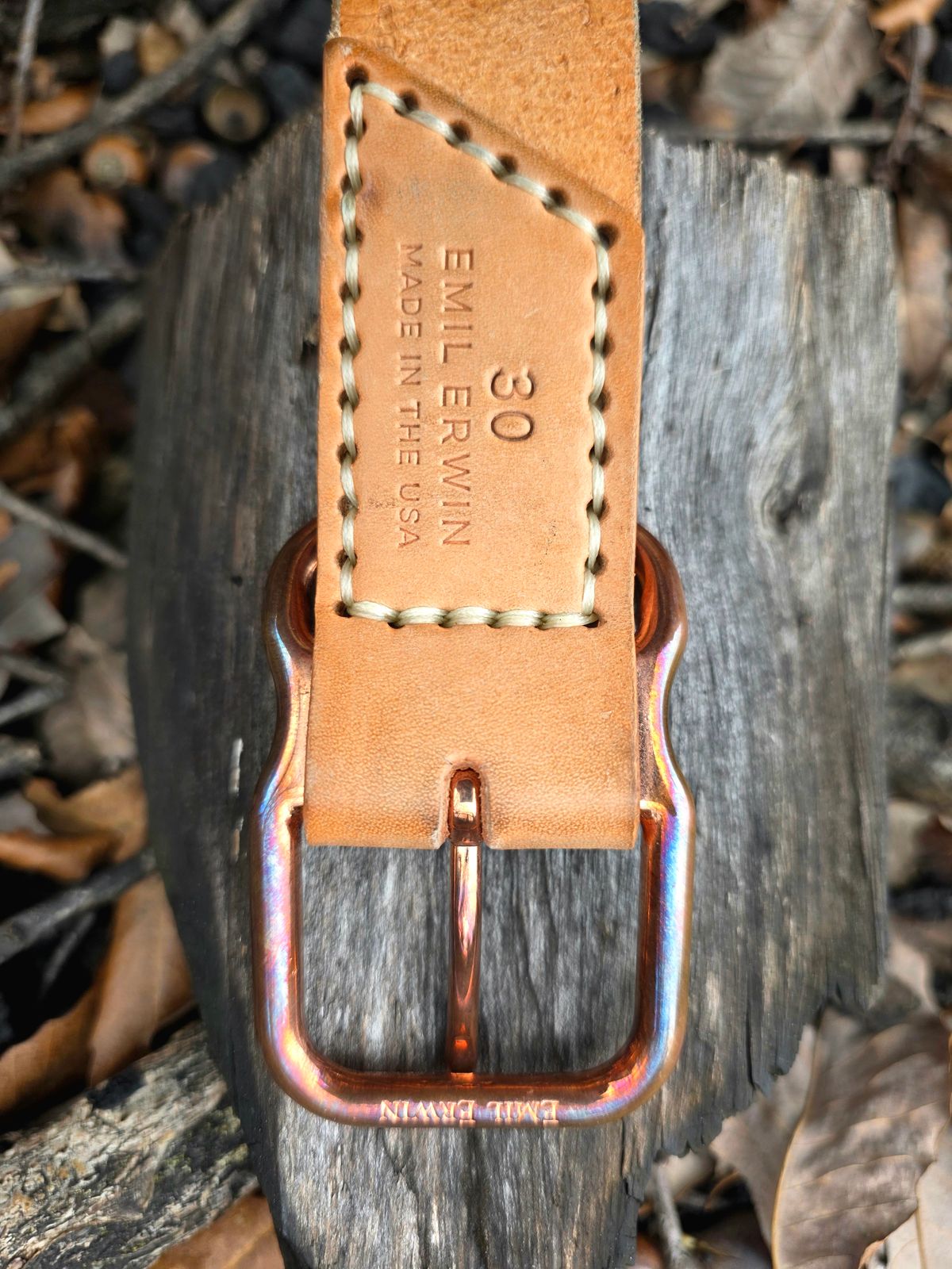 Photo by redfishjoefish on December 4, 2025 of the Emil Erwin Signature Belt in Natural in Horween Natural Latigo.