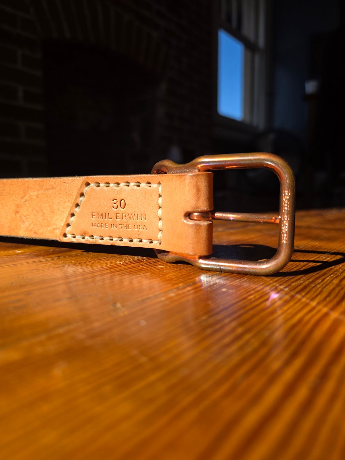 Photo by redfishjoefish on February 1, 2026 of the Emil Erwin Signature Belt in Natural in Horween Natural Latigo.