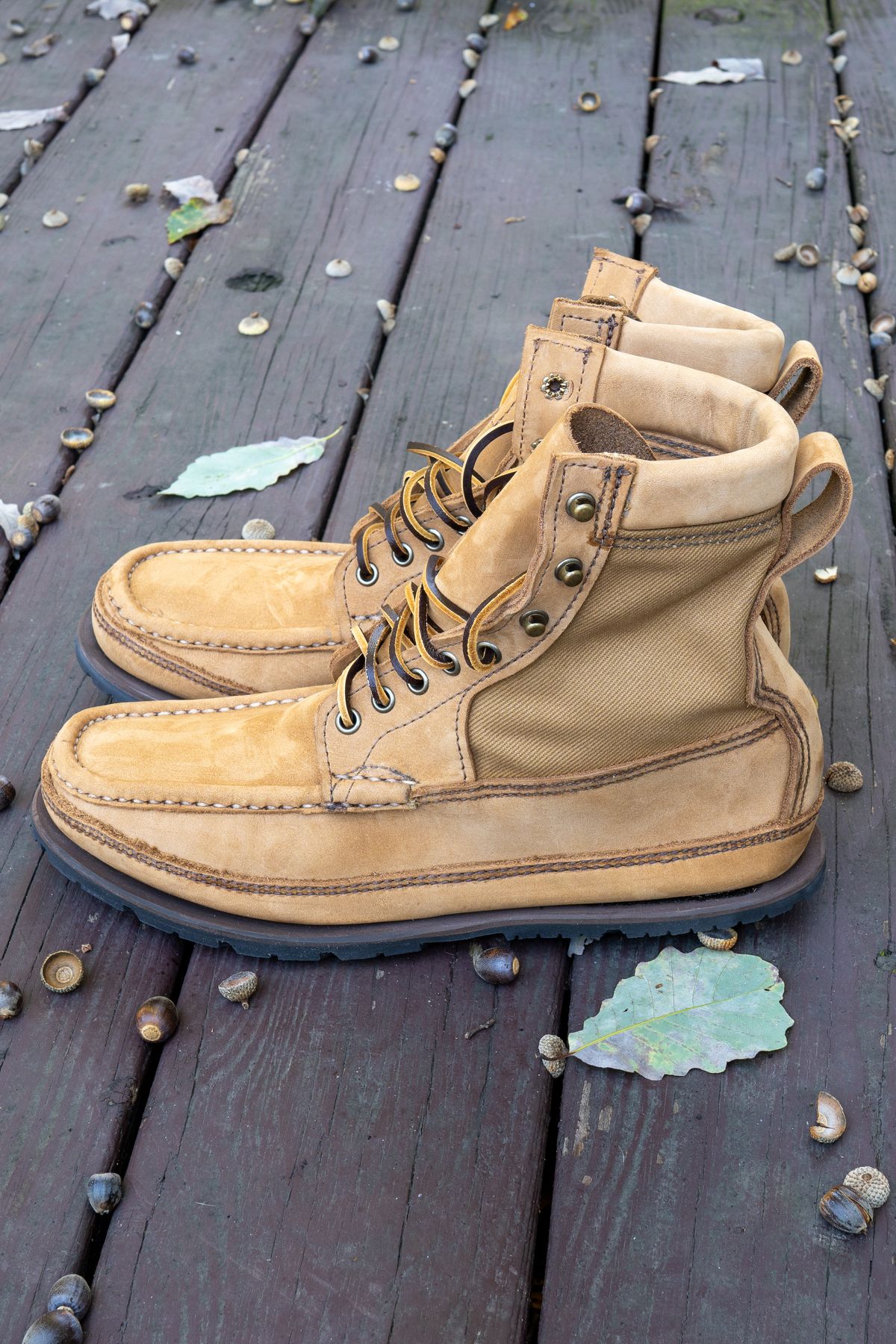Photo by redfishjoefish on October 1, 2025 of the Russell Moccasin Co. Joe's PH Premier Build in S.B. Foot Peco Chamois.