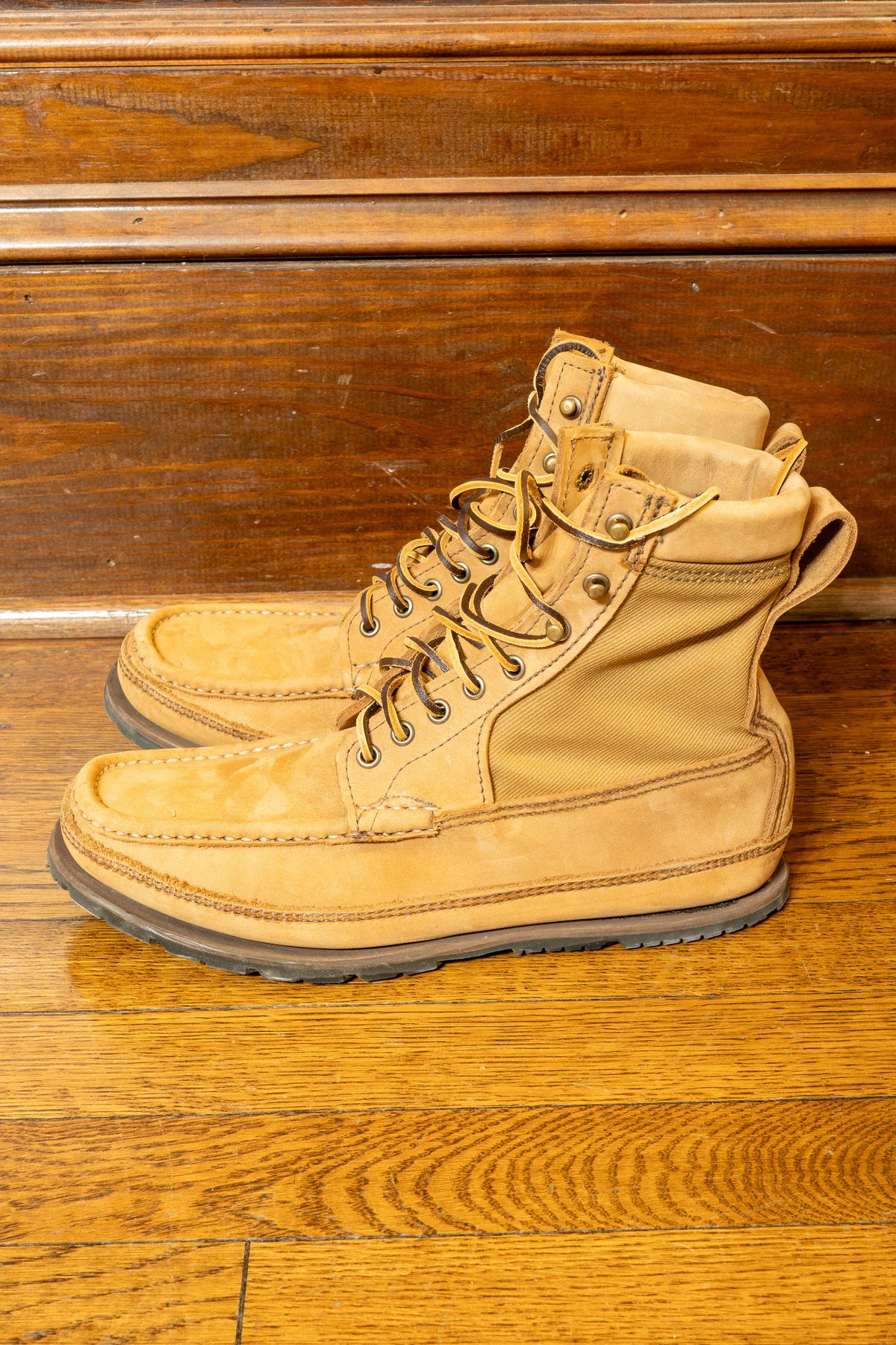 Photo by redfishjoefish on November 6, 2025 of the Russell Moccasin Co. Joe's PH Premier Build in S.B. Foot Peco Chamois.