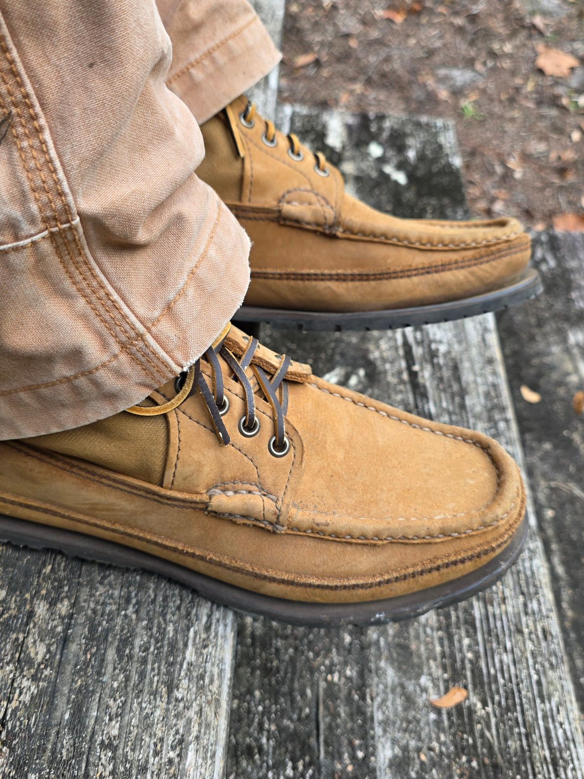 Photo by redfishjoefish on November 22, 2025 of the Russell Moccasin Co. Joe's PH Premier Build in S.B. Foot Peco Chamois.