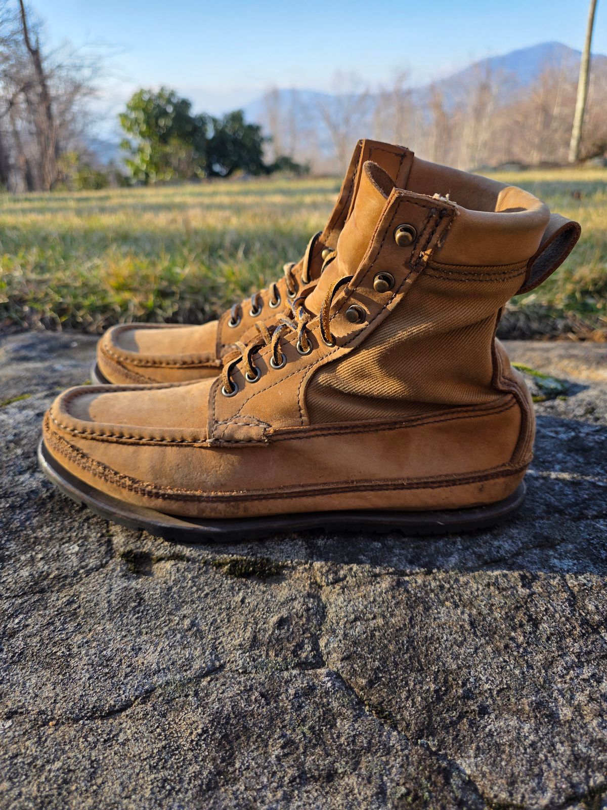 Photo by redfishjoefish on January 5, 2026 of the Russell Moccasin Co. Joe's PH Premier Build in S.B. Foot Peco Chamois.