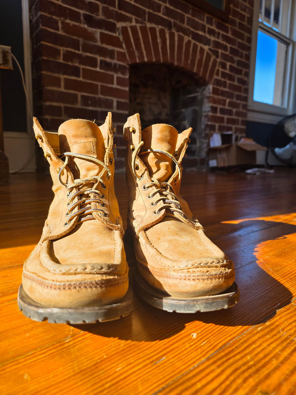 Photo by redfishjoefish on February 1, 2026 of the Russell Moccasin Co. Joe's PH Premier Build in S.B. Foot Peco Chamois.