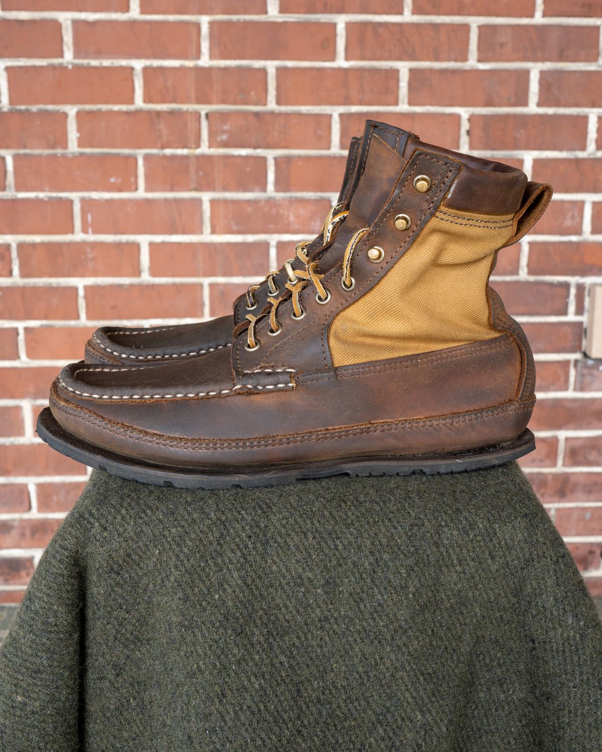 Photo by redfishjoefish on April 5, 2026 of the Russell Moccasin Co. Joe's PH Premier Build in S.B. Foot Peco Chamois.