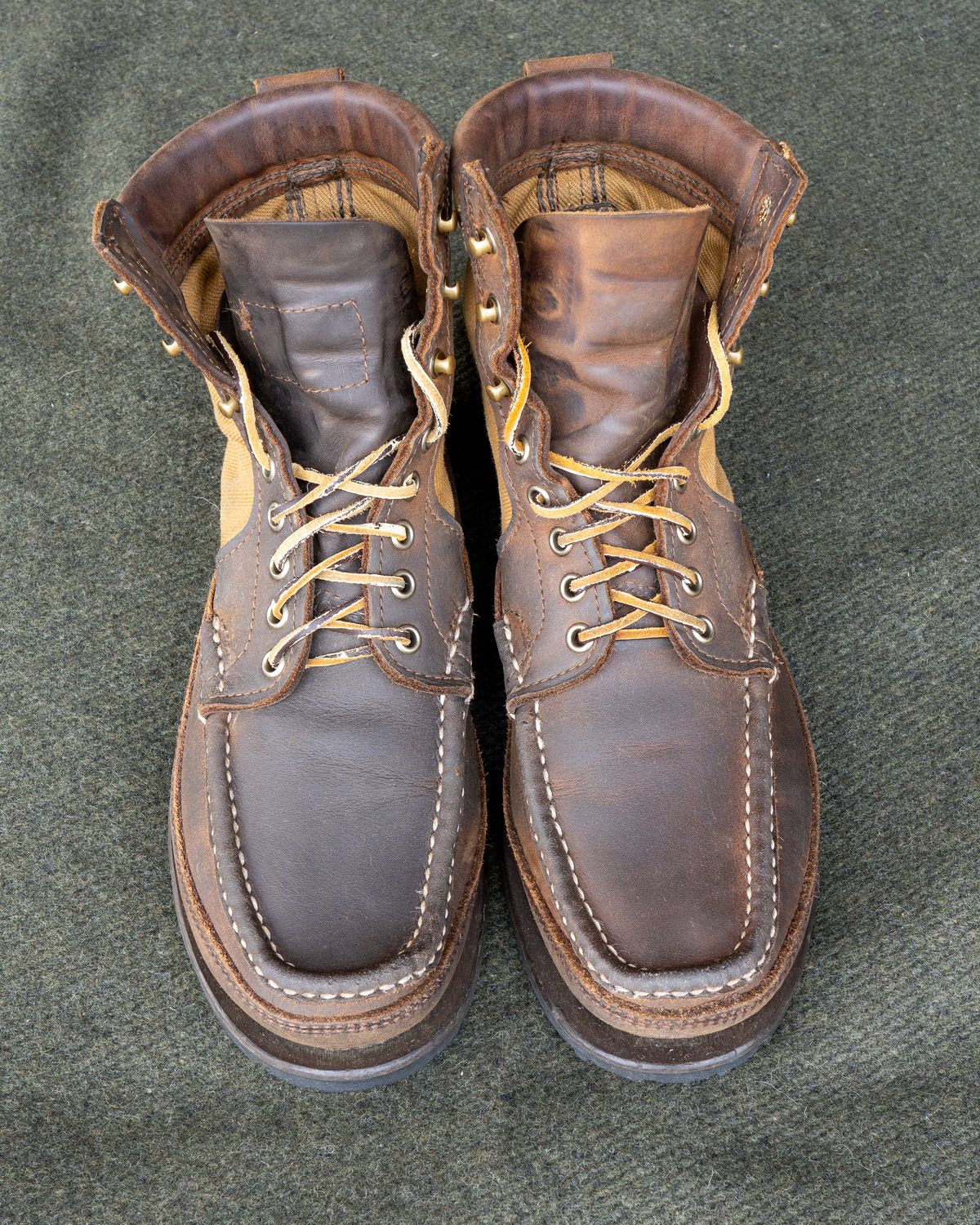 Photo by redfishjoefish on April 5, 2026 of the Russell Moccasin Co. Joe's PH Premier Build in S.B. Foot Peco Chamois.