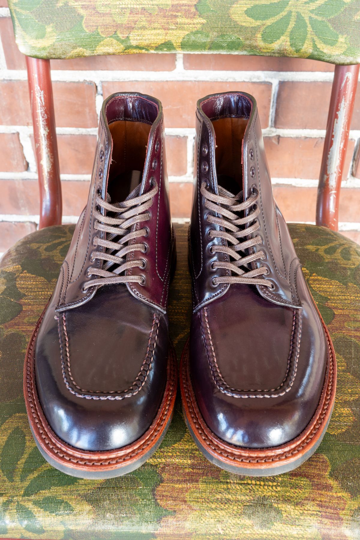 Photo by redfishjoefish on October 1, 2025 of the Alden Indy Boot in Horween Color 8 Shell Cordovan.