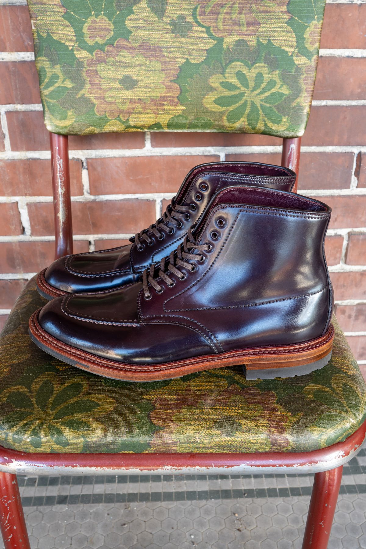 Photo by redfishjoefish on October 1, 2025 of the Alden Indy Boot in Horween Color 8 Shell Cordovan.