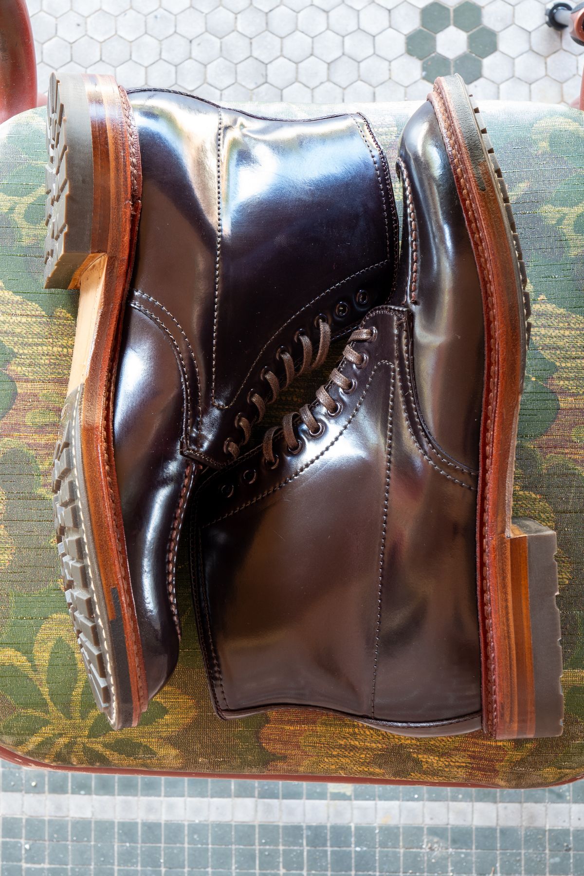 Photo by redfishjoefish on October 1, 2025 of the Alden Indy Boot in Horween Color 8 Shell Cordovan.