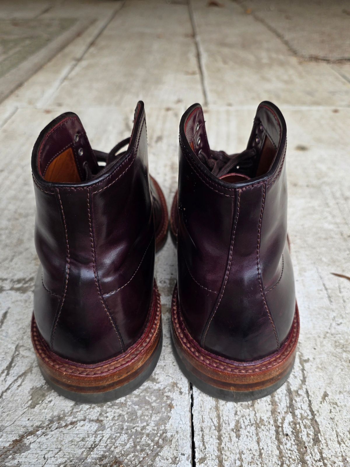 Photo by redfishjoefish on November 22, 2025 of the Alden Indy Boot in Horween Color 8 Shell Cordovan.