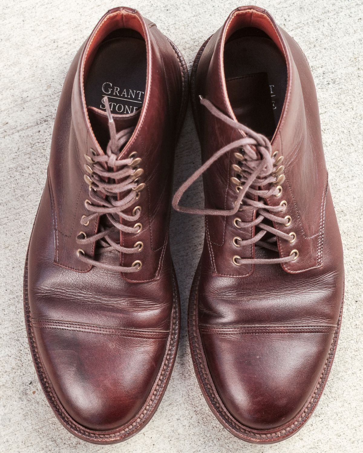 Photo by nicktamura on November 5, 2022 of the Grant Stone Cap Toe Boot in Unlisted Leather.