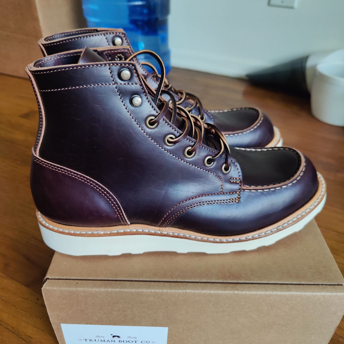 Photo by nicktamura on October 3, 2023 of the Truman Moc Toe in Seidel Oxblood Double Shot.
