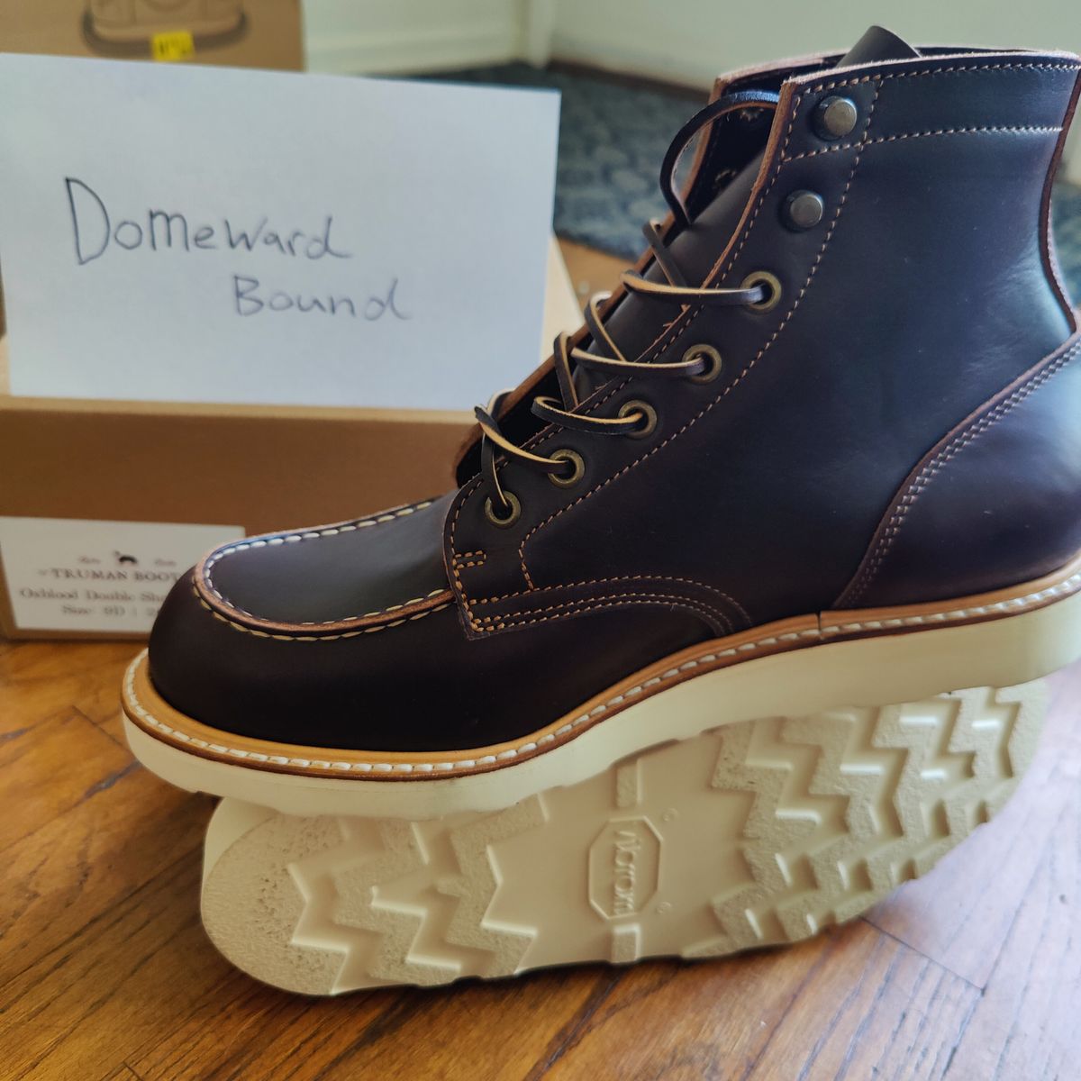 Photo by nicktamura on October 3, 2023 of the Truman Moc Toe in Seidel Oxblood Double Shot.