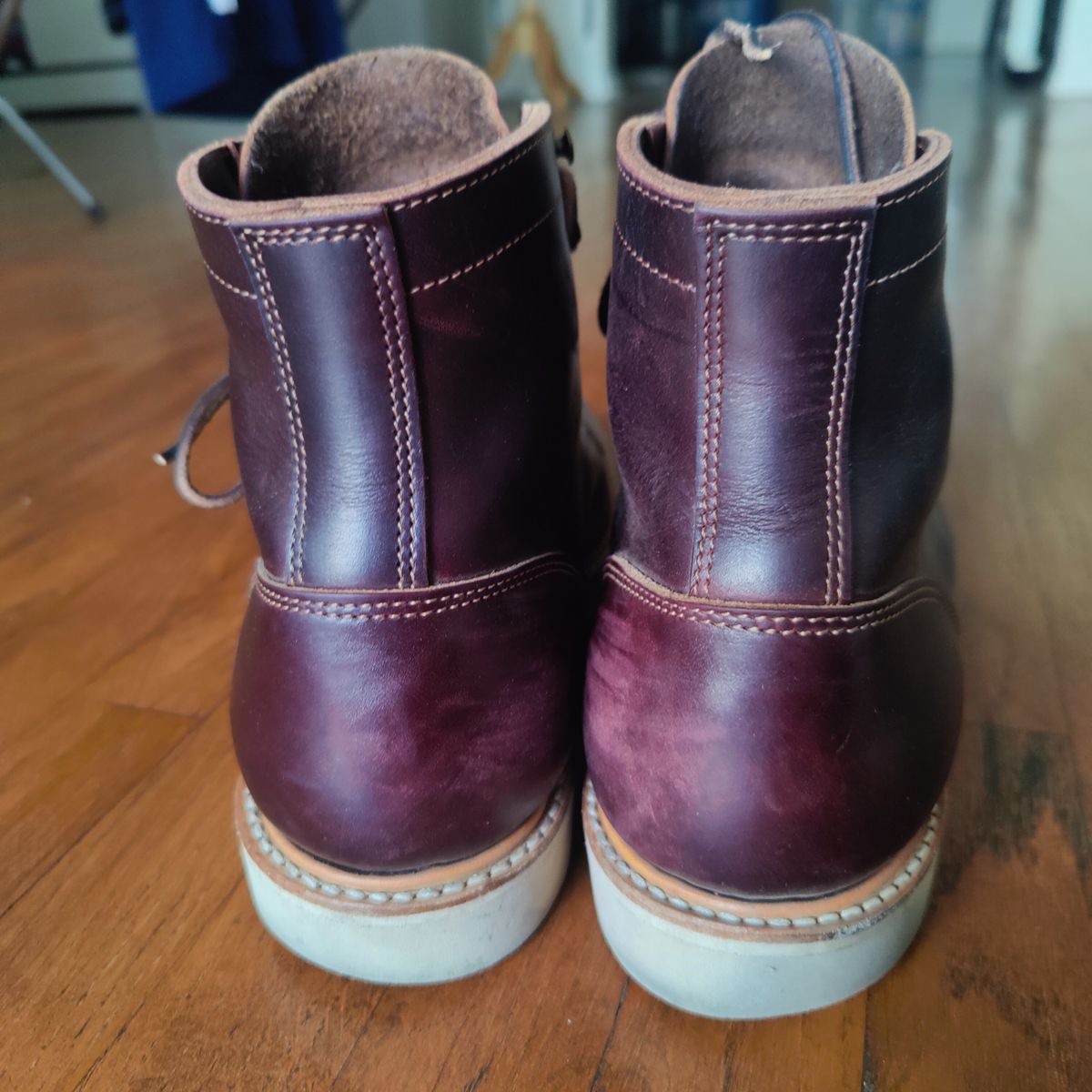 Photo by nicktamura on December 1, 2023 of the Truman Moc Toe in Seidel Oxblood Double Shot.