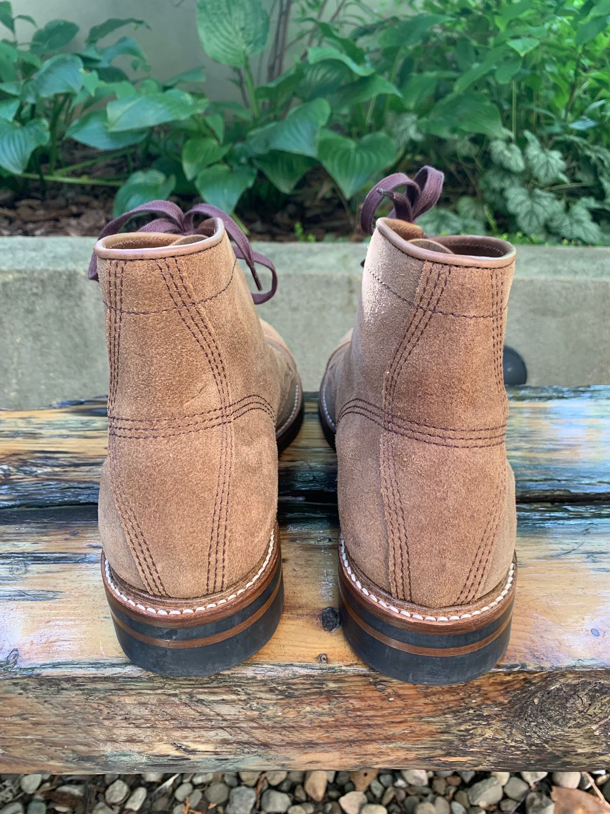 Photo by Way2Jeff on October 1, 2023 of the John Lofgren Combat Boots in Horween Natural Chromexcel Roughout.