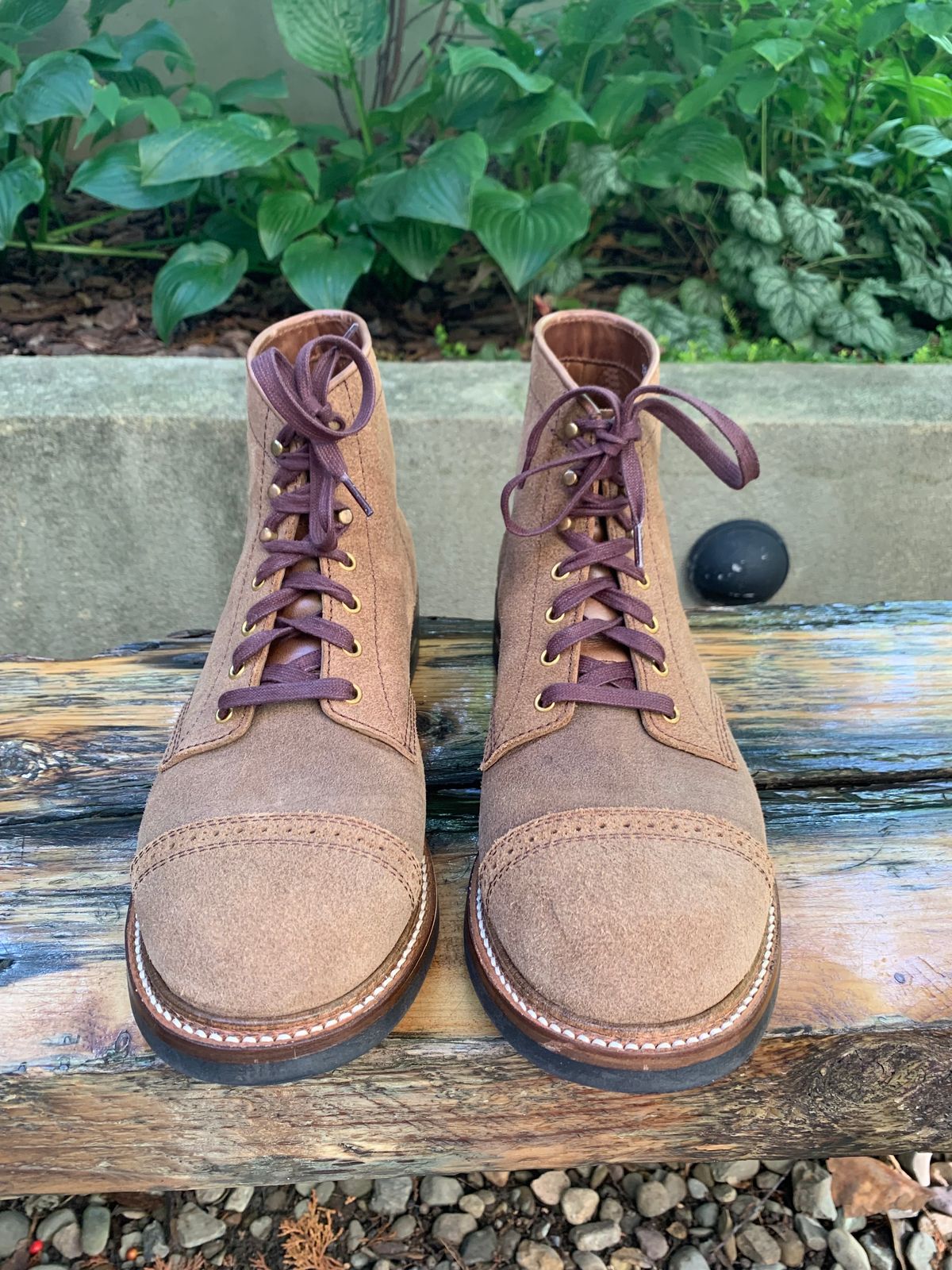 Photo by Way2Jeff on October 1, 2023 of the John Lofgren Combat Boots in Horween Natural Chromexcel Roughout.