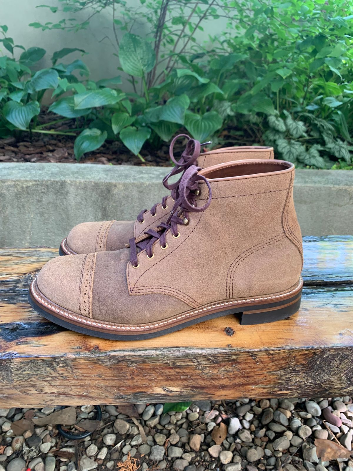 Photo by Way2Jeff on October 1, 2023 of the John Lofgren Combat Boots in Horween Natural Chromexcel Roughout.