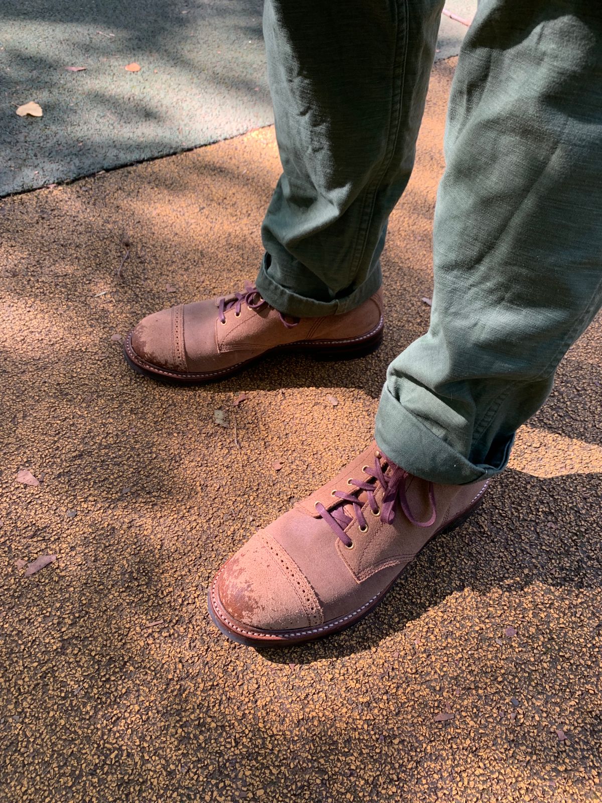 Photo by Way2Jeff on October 1, 2023 of the John Lofgren Combat Boots in Horween Natural Chromexcel Roughout.