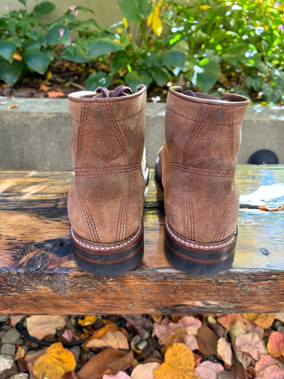 Photo by Way2Jeff on November 5, 2023 of the John Lofgren Combat Boots in Horween Natural Chromexcel Roughout.