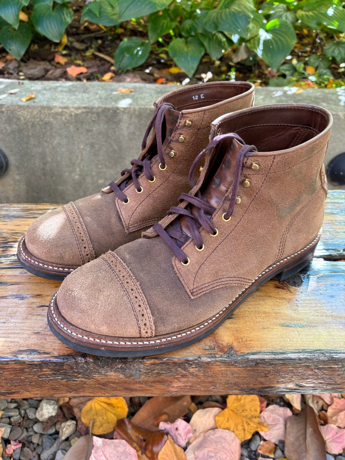 Photo by Way2Jeff on November 5, 2023 of the John Lofgren Combat Boots in Horween Natural Chromexcel Roughout.