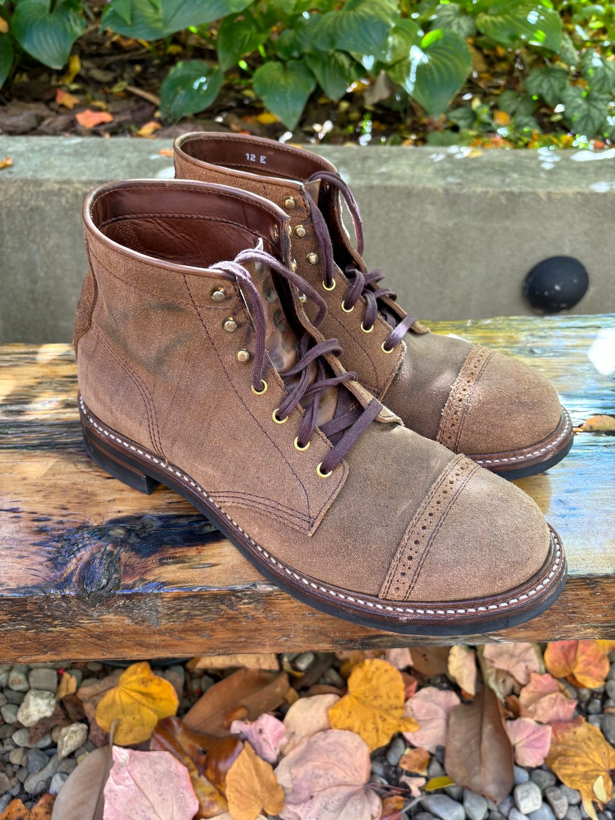 Photo by Way2Jeff on November 5, 2023 of the John Lofgren Combat Boots in Horween Natural Chromexcel Roughout.