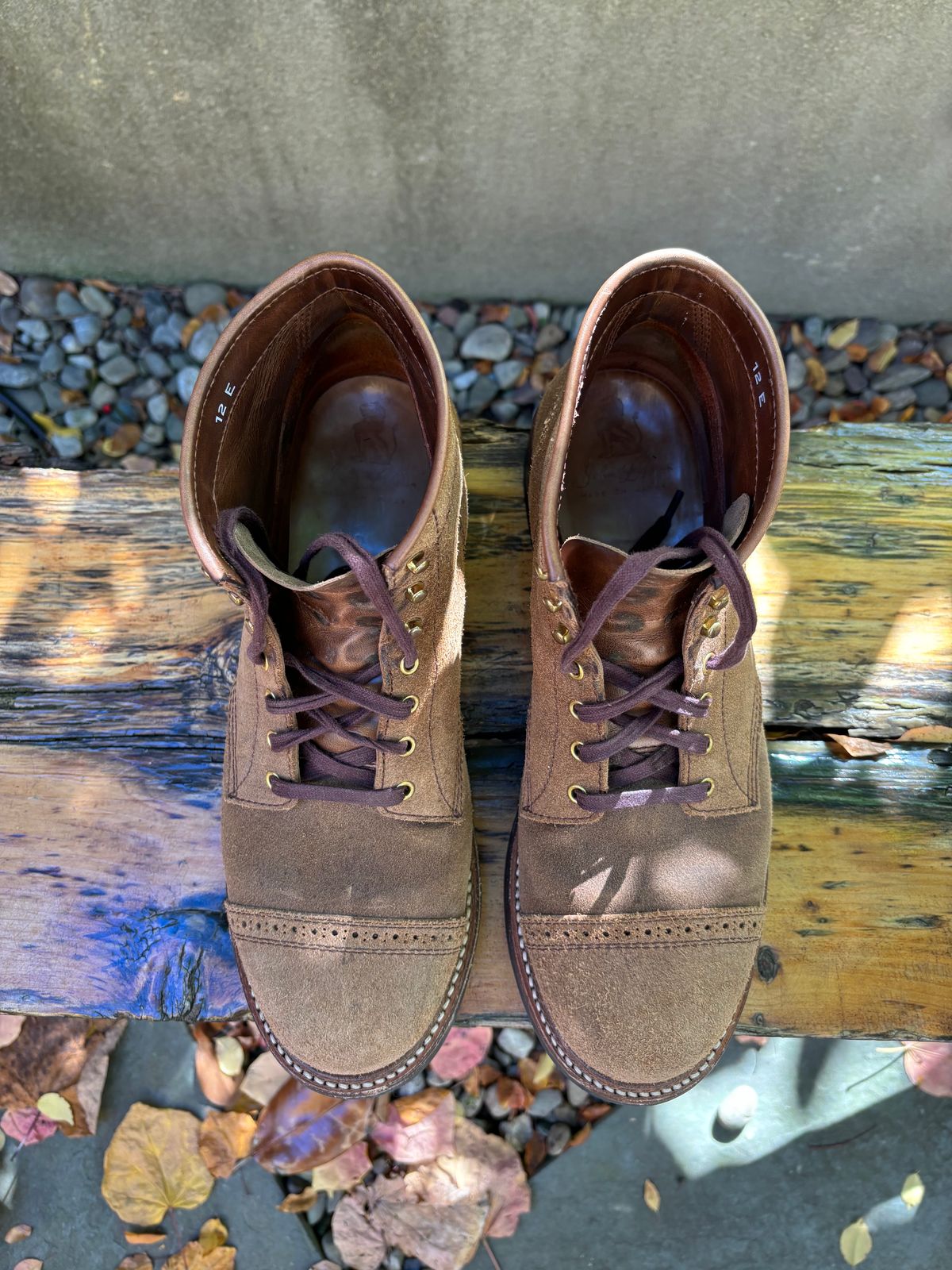 Photo by Way2Jeff on November 5, 2023 of the John Lofgren Combat Boots in Horween Natural Chromexcel Roughout.