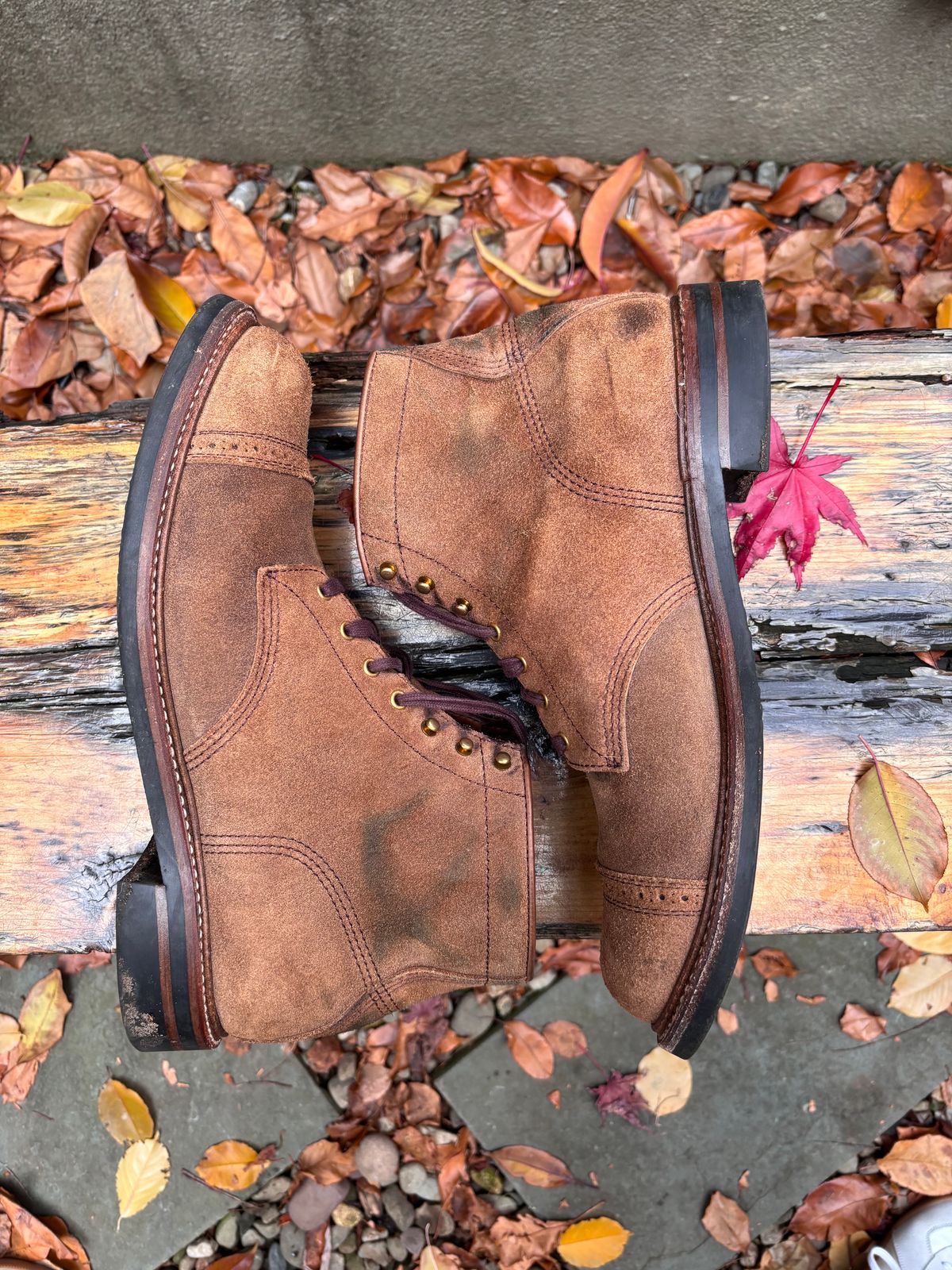 Photo by Way2Jeff on December 5, 2023 of the John Lofgren Combat Boots in Horween Natural Chromexcel Roughout.
