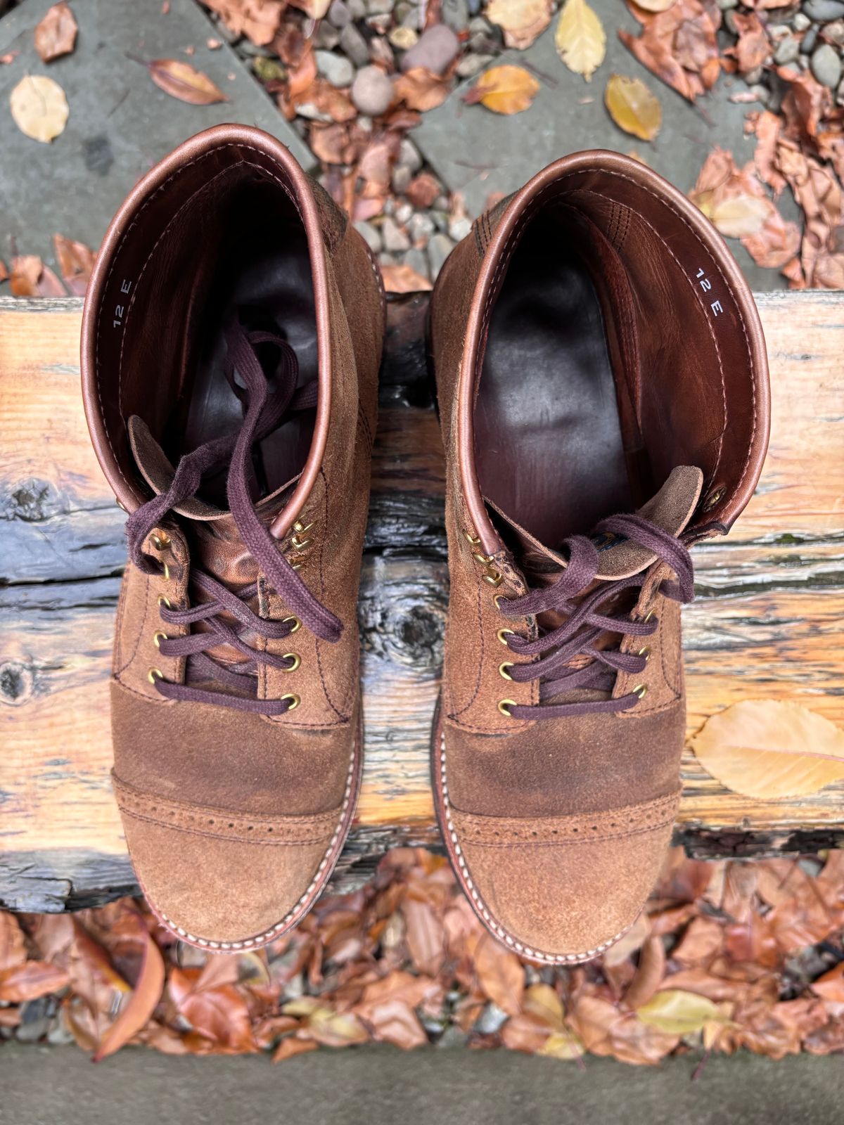 Photo by Way2Jeff on December 5, 2023 of the John Lofgren Combat Boots in Horween Natural Chromexcel Roughout.