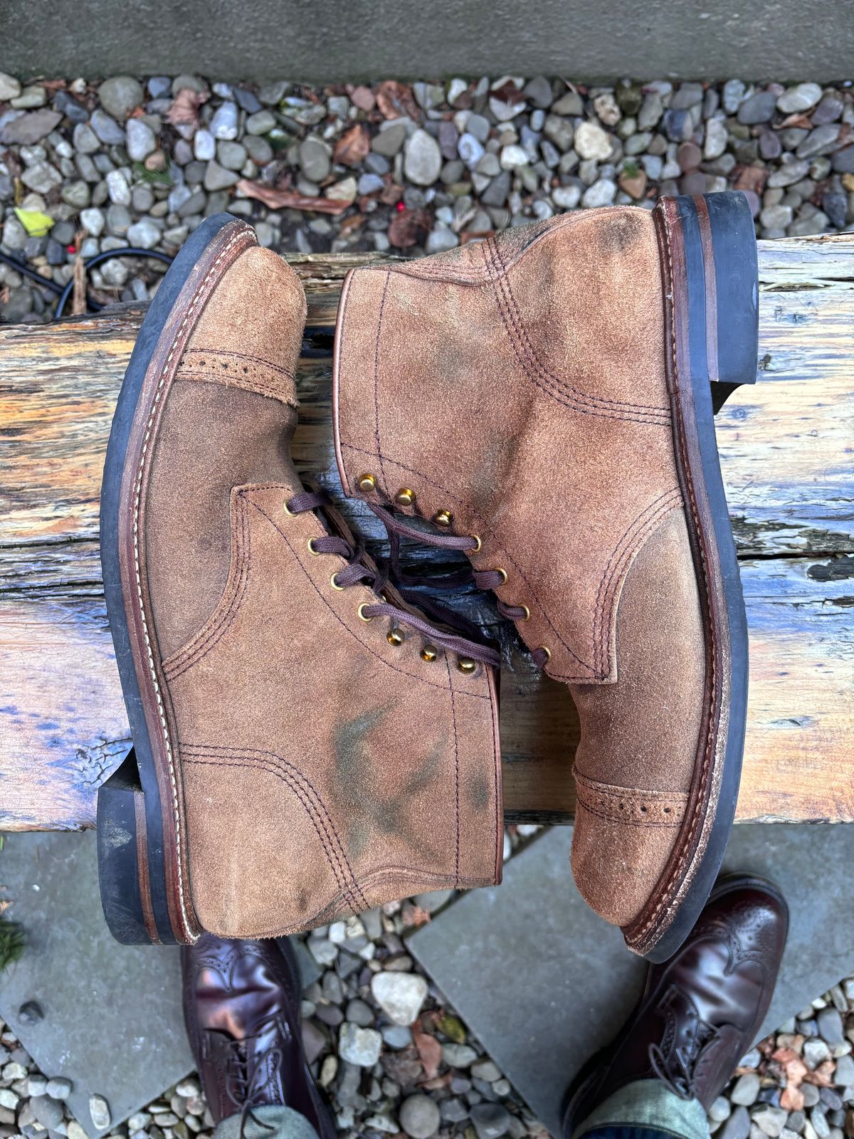 Photo by Way2Jeff on January 5, 2024 of the John Lofgren Combat Boots in Horween Natural Chromexcel Roughout.