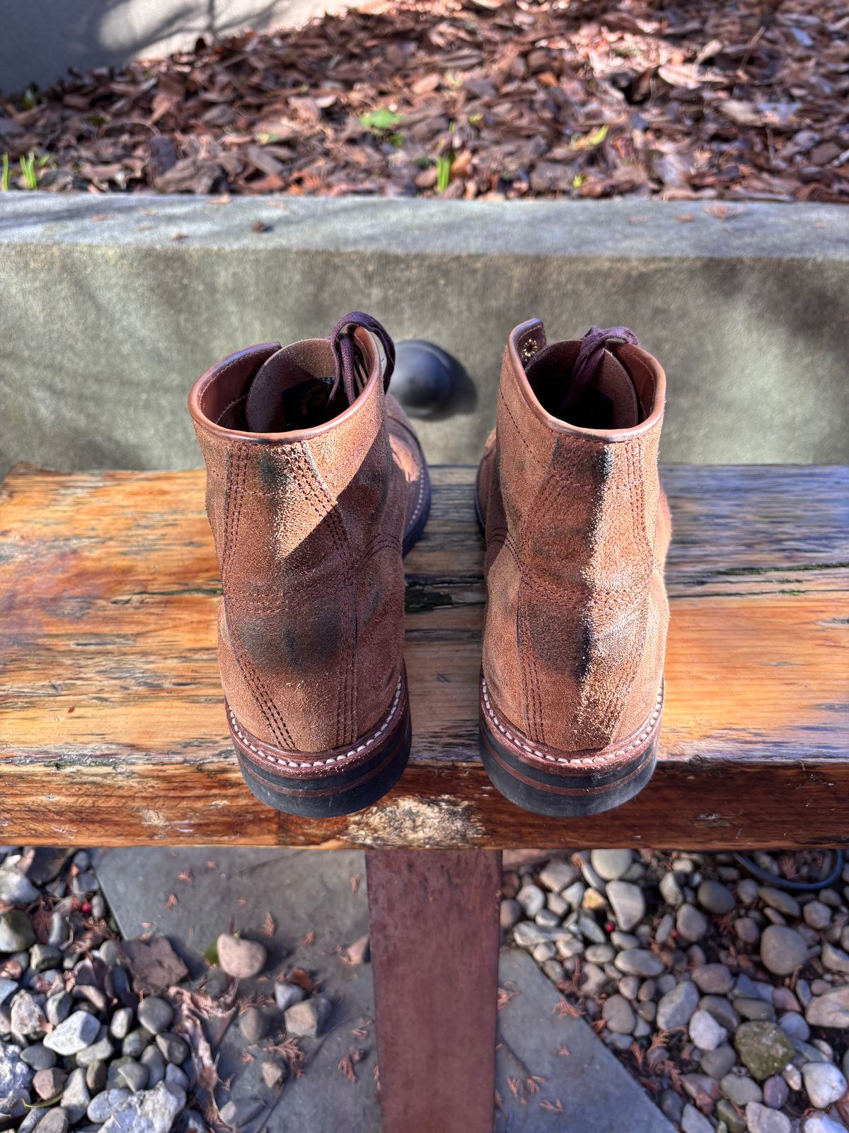 Photo by Way2Jeff on February 5, 2024 of the John Lofgren Combat Boots in Horween Natural Chromexcel Roughout.