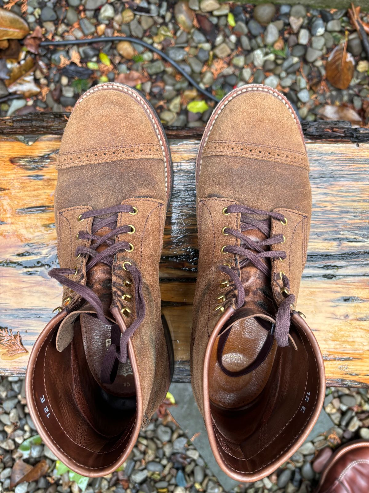Photo by Way2Jeff on March 6, 2024 of the John Lofgren Combat Boots in Horween Natural Chromexcel Roughout.