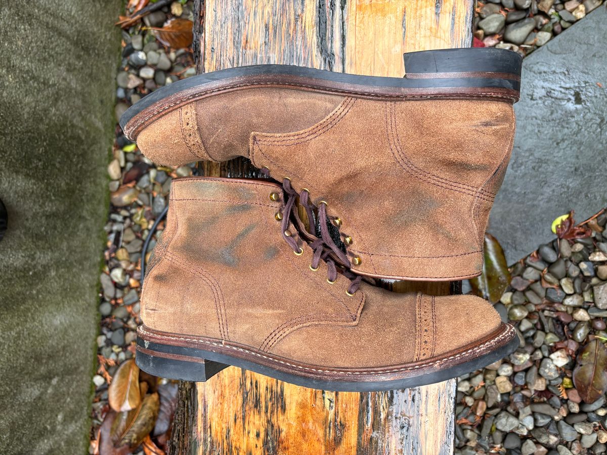 Photo by Way2Jeff on March 6, 2024 of the John Lofgren Combat Boots in Horween Natural Chromexcel Roughout.